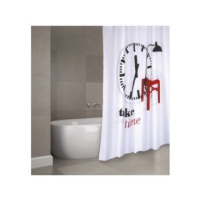 Rideau de douche polyester TAKE YOUR TIME 180x200cm QUALITE PREMIUM  Anneaux inclus MSV