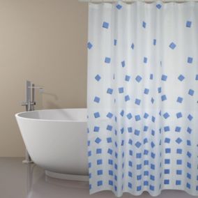 Rideau de douche Polyester THIKA 180x200cm QUALITE PREMIUM Bleu  Anneaux inclus MSV