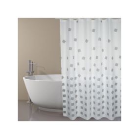 Rideau de douche Polyester THIKA 180x200cm QUALITE PREMIUM Gris  Anneaux inclus MSV