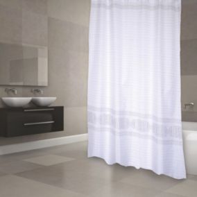 Rideau de douche Polyester TORALLA 180x200cm QUALITE PREMIUM Gris  Anneaux inclus MSV