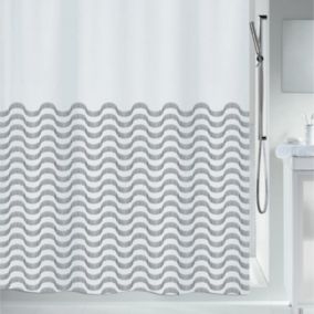 Rideau de douche Polyester VAGUES 180x200cm Noir  blanc Spirella