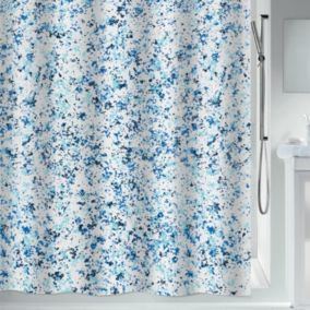 Rideau de douche Polyester VISION 120x200cm Bleu  Blanc Spirella