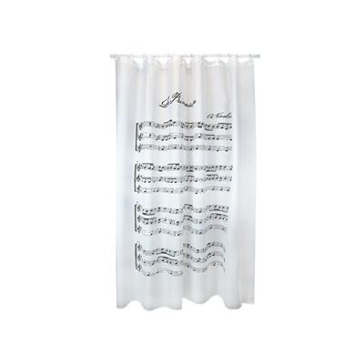 MSV Rideau De Douche Anti-Moisissure 180x200cm - Imperméable & Antibactérien - Livré Avec 12 Anneaux - Style Minimaliste Noir Et Blanc