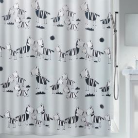 Rideau de douche Polyester ZEBI NOIR 180x200cm Motif Zèbres Spirella