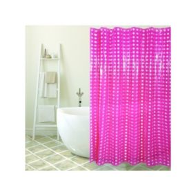 Rideau de douche PVC 180x200cm Rose  Anneaux inclus MSV