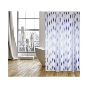 Rideau de douche SEVENTIES Polyester 180X200cm Bleu  Blanc  Anneaux inclus MSV