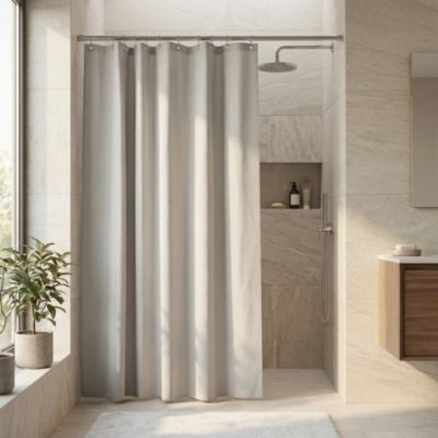 Rideau de douche Taupe Drina 180 x 200 cm GoodHome