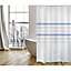 Rideau de douche tissu blanc décor rayures 180 x 200 cm Deauville