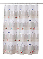Rideau de douche tissu mutlicolore décor plage 180 x 200 cm Lago