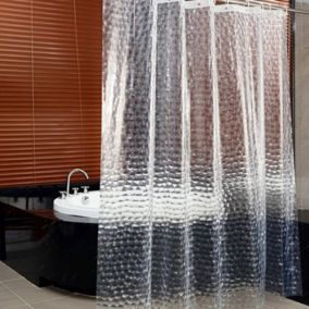 Rideau de Douche Transparent, 180x180cm 3D Rideau Douche Salle de Bain PEVA Anti-moisissure Antibactérien Imperméable Lavable ave