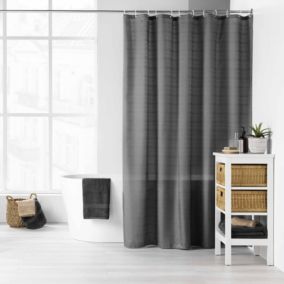 Rideau de douche uni avec crochets (180x200 cm - Gris)