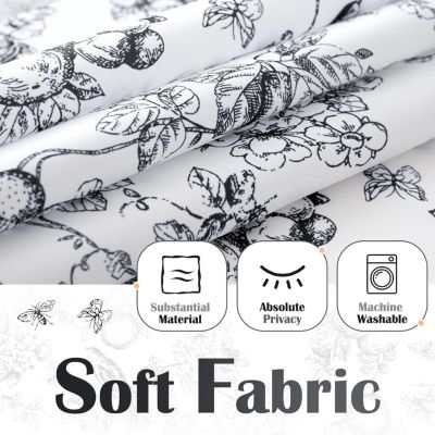 Rideau de douche vintage à motif floral, imperméable, élégant et luxueux, avec 12 crochets (Eden Black, 180 x 180 cm)