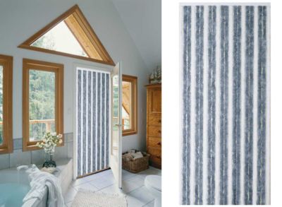 Rideau de porte chenille Florence Gris Blanc - 120 x 220 cm - Morel
