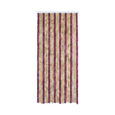 Rideau de porte chenilles Florence beige et rouge 90 x 220 cm