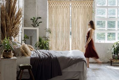 Rideau de porte macramé bohème beige L.200 x l.90cm Jardiline