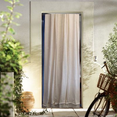 Rideau de Porte "Marseillais" uni à franges (140x250 cm - Ecru)