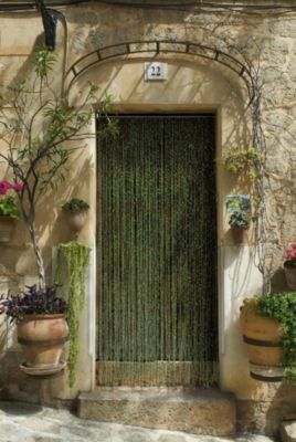 Rideau de porte torsades de polyester effet feuillage artificiel vert L.200 x l.90cm Jardiline