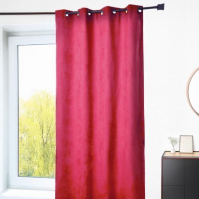 Rideau doublé 100 % occultant et face suédine unie (140x260 cm - Rouge Orangé)
