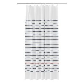 Rideau douche blanc et bleu rayé Islay 180 x 200 cm GoodHome