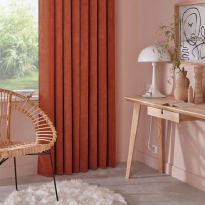 Rideau effet velours GoodHome Carrington l.135 x H.260 cm marron