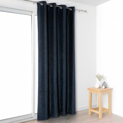 Rideau  - Effet velours velouté uni (140x245 cm - Bleu Marine)