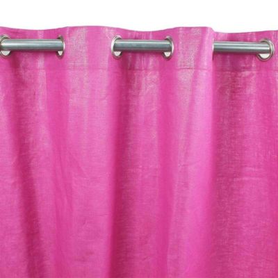 Rideau en coton, lin et lurex fuschia 140x250