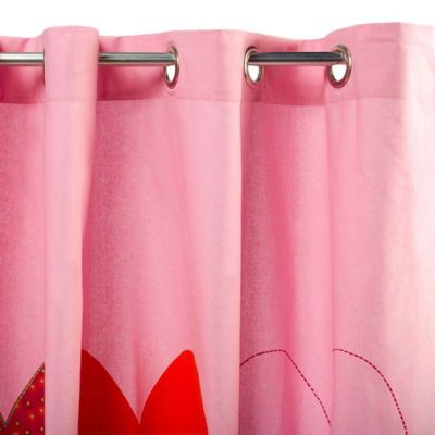 Rideau en coton à motifs cœur rose 150x250