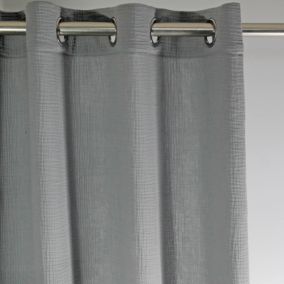 Rideau en gaz de coton (130x260 cm - Gris clair)