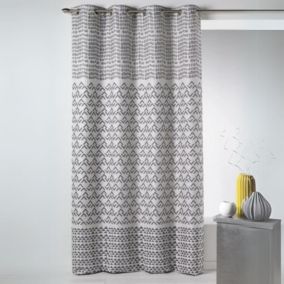 Rideau en jacquard aux motifs fantaisies (140x260 cm - Gris clair)