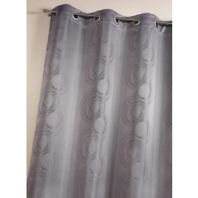 Rideau en jacquard avec imprimés "cercle" (140x260 cm - Gris clair)