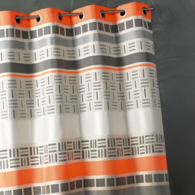 Rideau en jacquard design à rayures horizontales (140x260 cm - Orange)