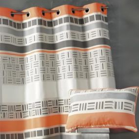 Rideau en jacquard design à rayures horizontales (140x260 cm - Orange)