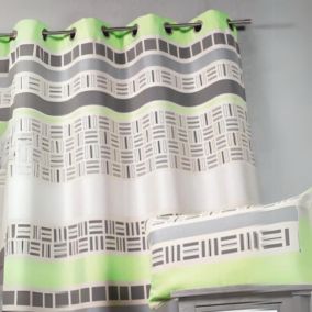 Rideau en jacquard design à rayures horizontales (140x260 cm - Vert)