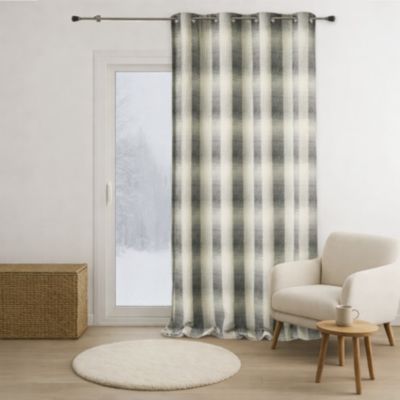 Rideau en Jacquard  - Effet Quadrillé (140x260 cm - Gris clair)
