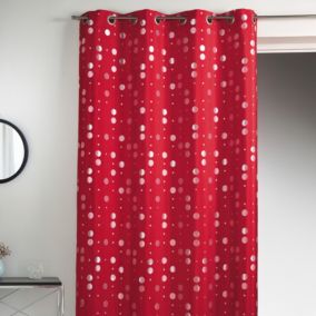 Rideau en jacquard froissé à imprimés "rond" (140x260 cm - Rouge Orangé)