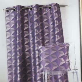 Rideau en jacquard imprimés géométriques (140x260 cm - Violet parme)