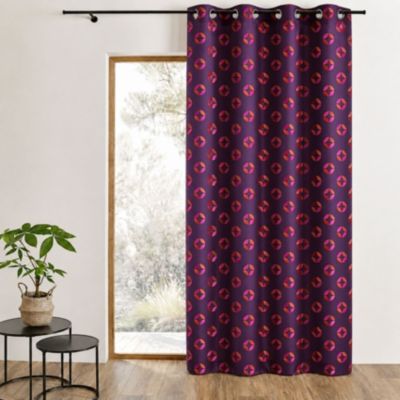 Rideau en jacquard à imprimés "rosace" (140x260 cm - Prune)