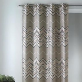 Rideau en jacquard à motifs "chevron" (140x260 cm - Beige)