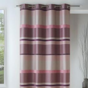 Rideau en jacquard à rayures horizontales design (140x260 cm - Rose Boudoir)