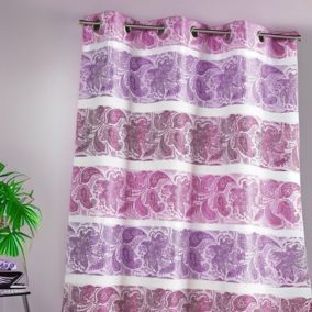 Rideau en jacquard à rayures horizontales fantaisies (140x260 cm - Fuchsia)