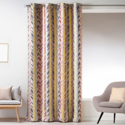 Rideau en jacquard à rayures verticales (140x260 cm - Jaune)