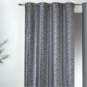 Rideau en Jacquard à Rayures Verticales "Fun" (135x260 cm - Bleu)