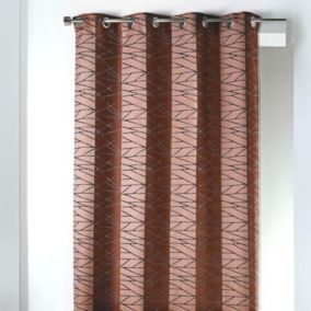 Rideau en Jacquard à Rayures Verticales "Fun" (135x260 cm - Marron chocolat)