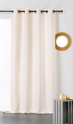 Rideau en nid d'abeille coton & linen Linder L.140 x H.245 cm blanc blanc cassé