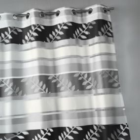 Rideau en organza à rayures et motifs feuilles (140x240 cm - Gris clair)