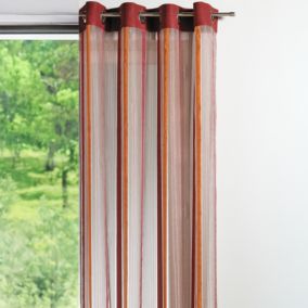 Rideau en organza à rayures verticales (140x260 cm - Rouge Orangé)