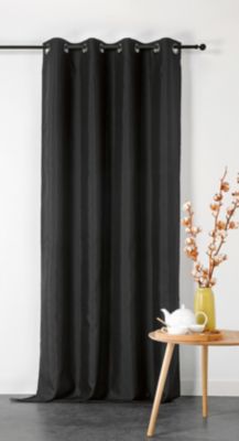 Rideau en polyester Linder L.135 x H.240 cm noir charbon | Castorama