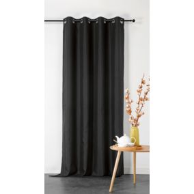 Rideau en polyester Linder L.135 x H.240 cm noir charbon