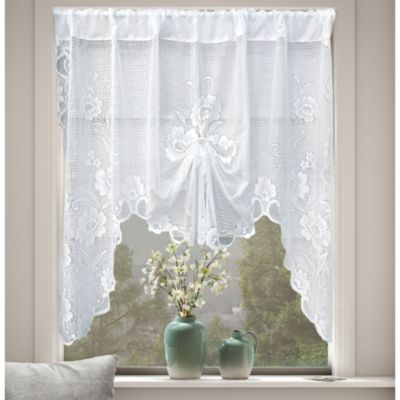 Rideau en tulle creux court semi-occultant blanc 135 x 230 cm une pièce