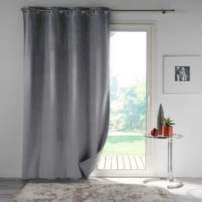 Rideau en velours au style cossu (140x250 cm - Gris clair)